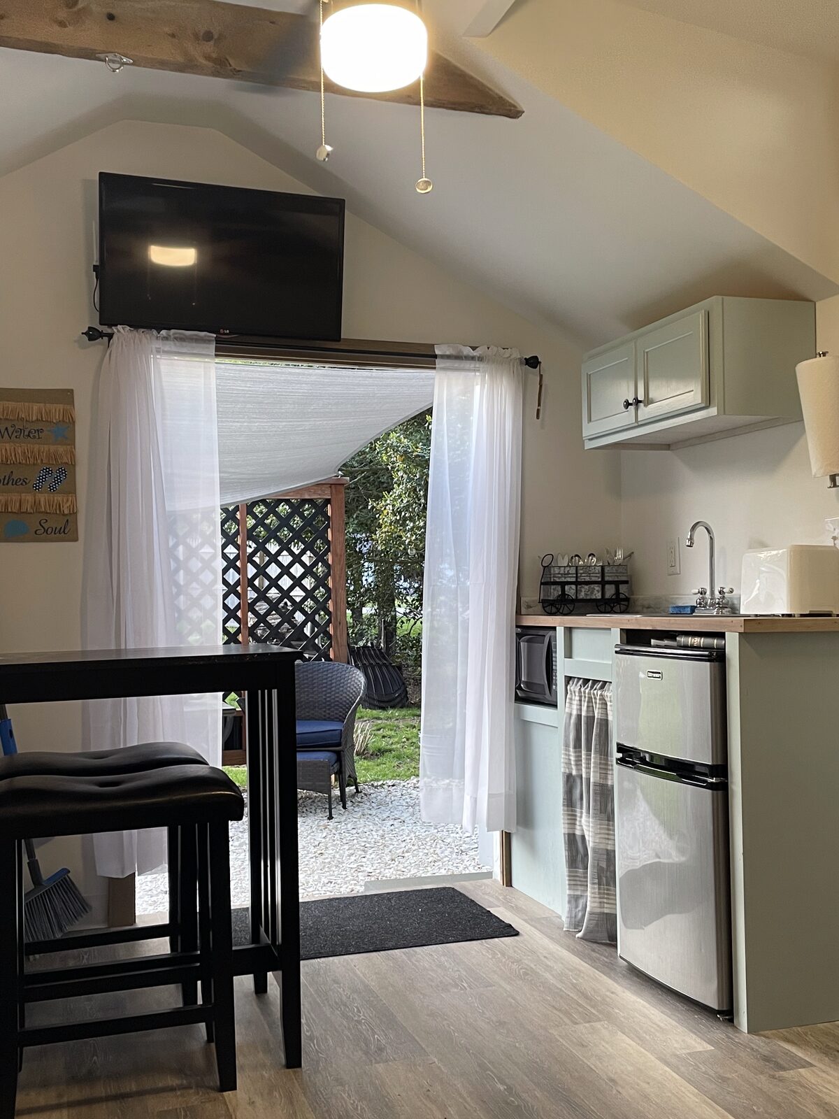 View out the double doors to the patio